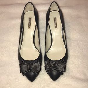 Gorgeous black wedges with studded bows